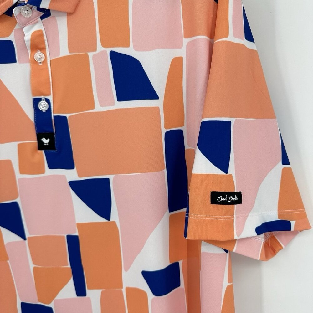BAD BIRDIE short sleeve golf polo abstract print 2XL performance block party - Picture 4 of 9
